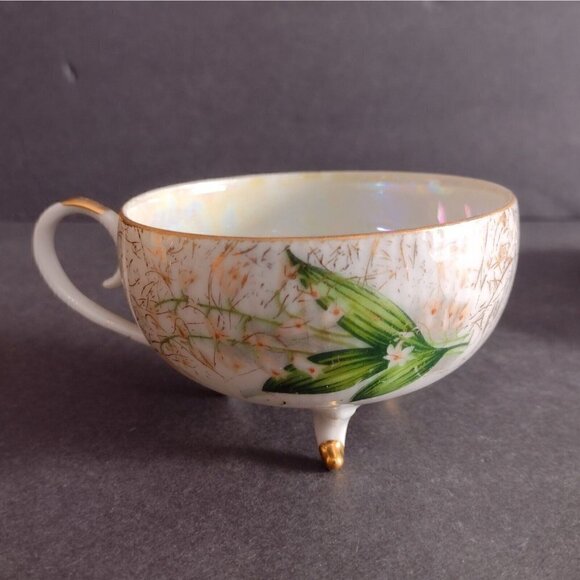 Vintage Relco Japan Porcelain Lily Of The Valley Floral Teacup & Saucer White - Picture 5 of 12